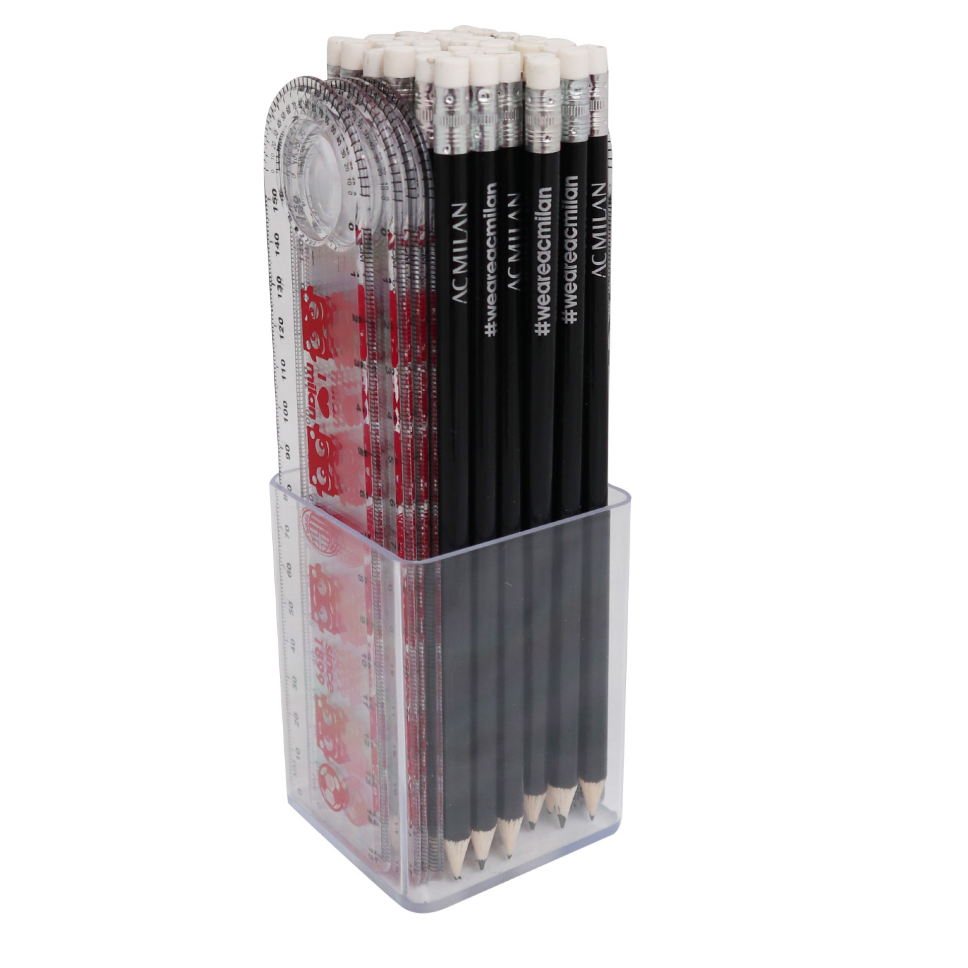 KIT CON 12 RIGHELLI ASSORTITI E 38 MATITE AC MILAN