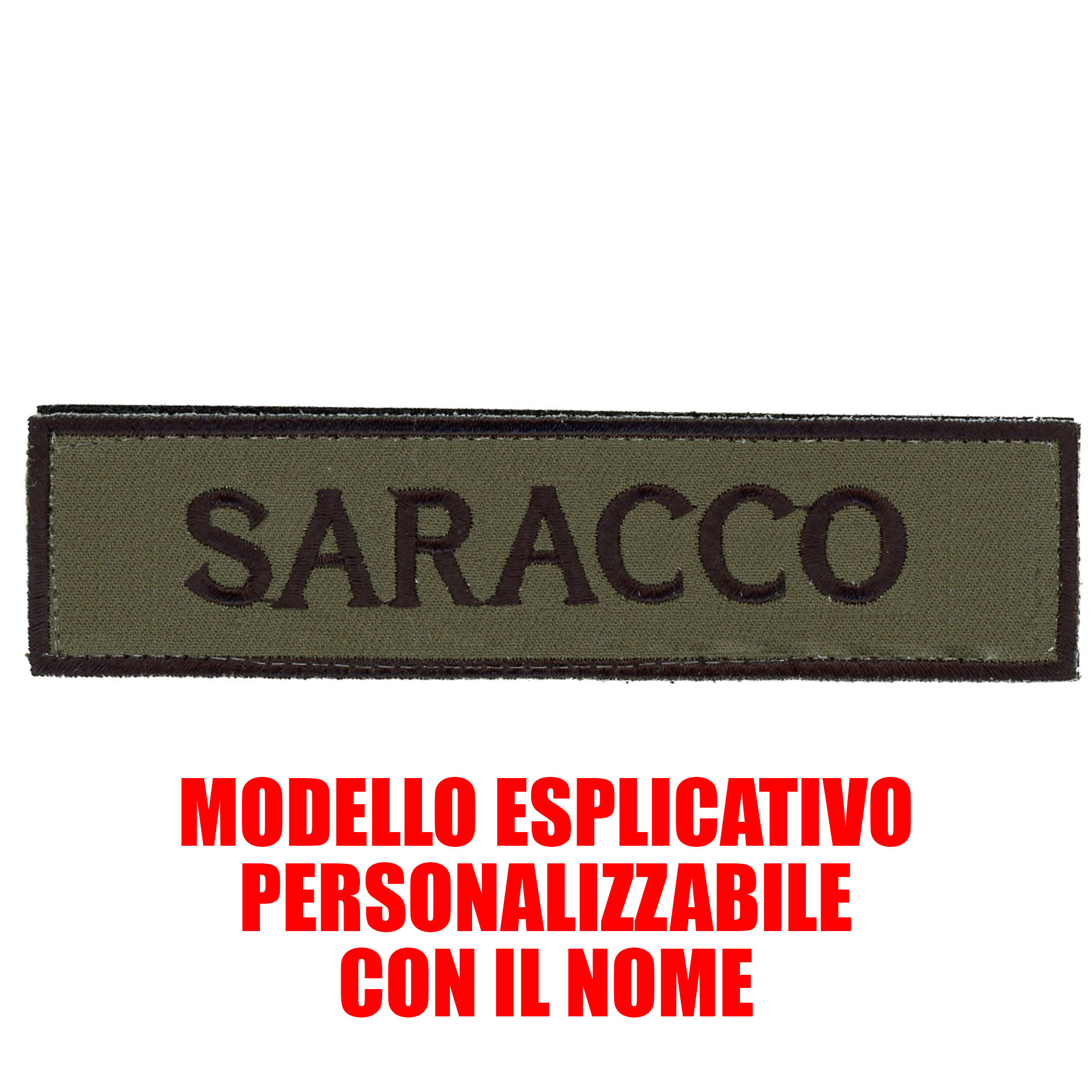 PATCH NOME RICAMATA CON VELCRO 120X30 MM VERDE BASSA VISIBILITA'