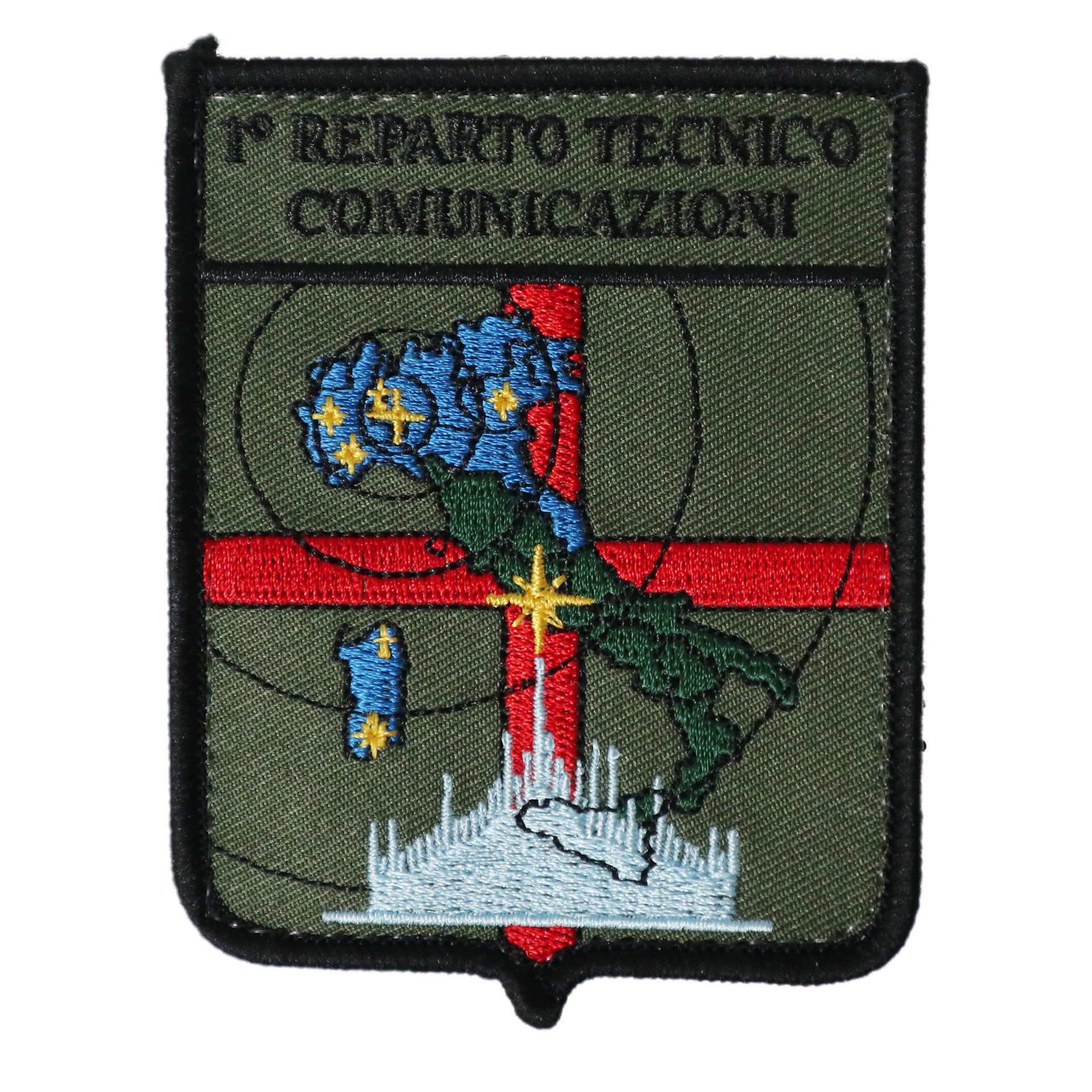 PATCH BASSA VISIBILITA RICAMATA CON VELCRO 90X70 MM 1° REPARTO TECNICO COMUNIC