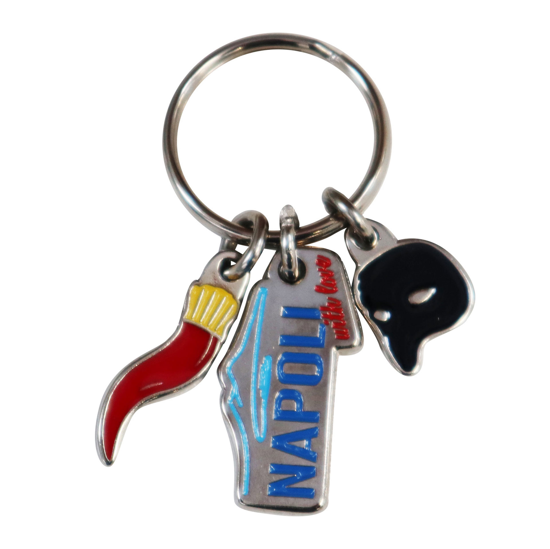 PORTACHIAVI CON CIONDOLI IN METALLO SMALTATO NAPOLI WITH LOVE