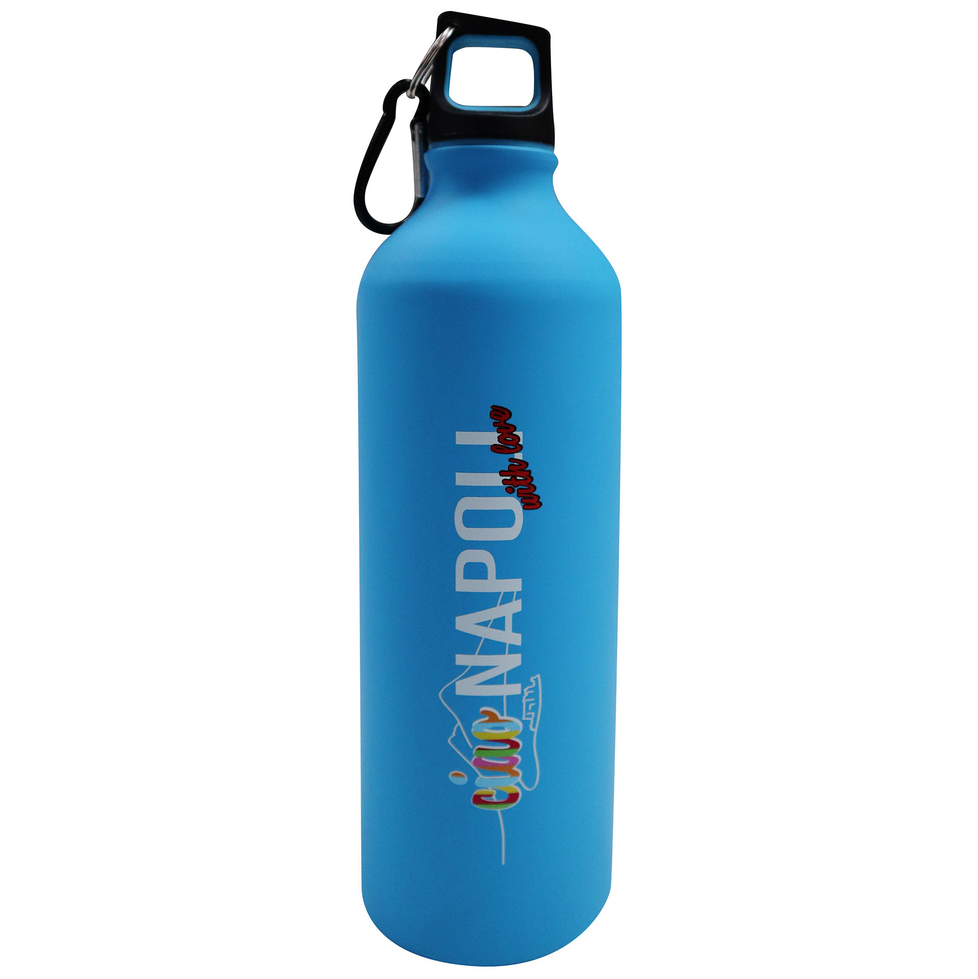 BORRACCIA AZZURRA IN ALLUMINIO CON MOSCHETTONE 750 ML NAPOLI WITH LOVE