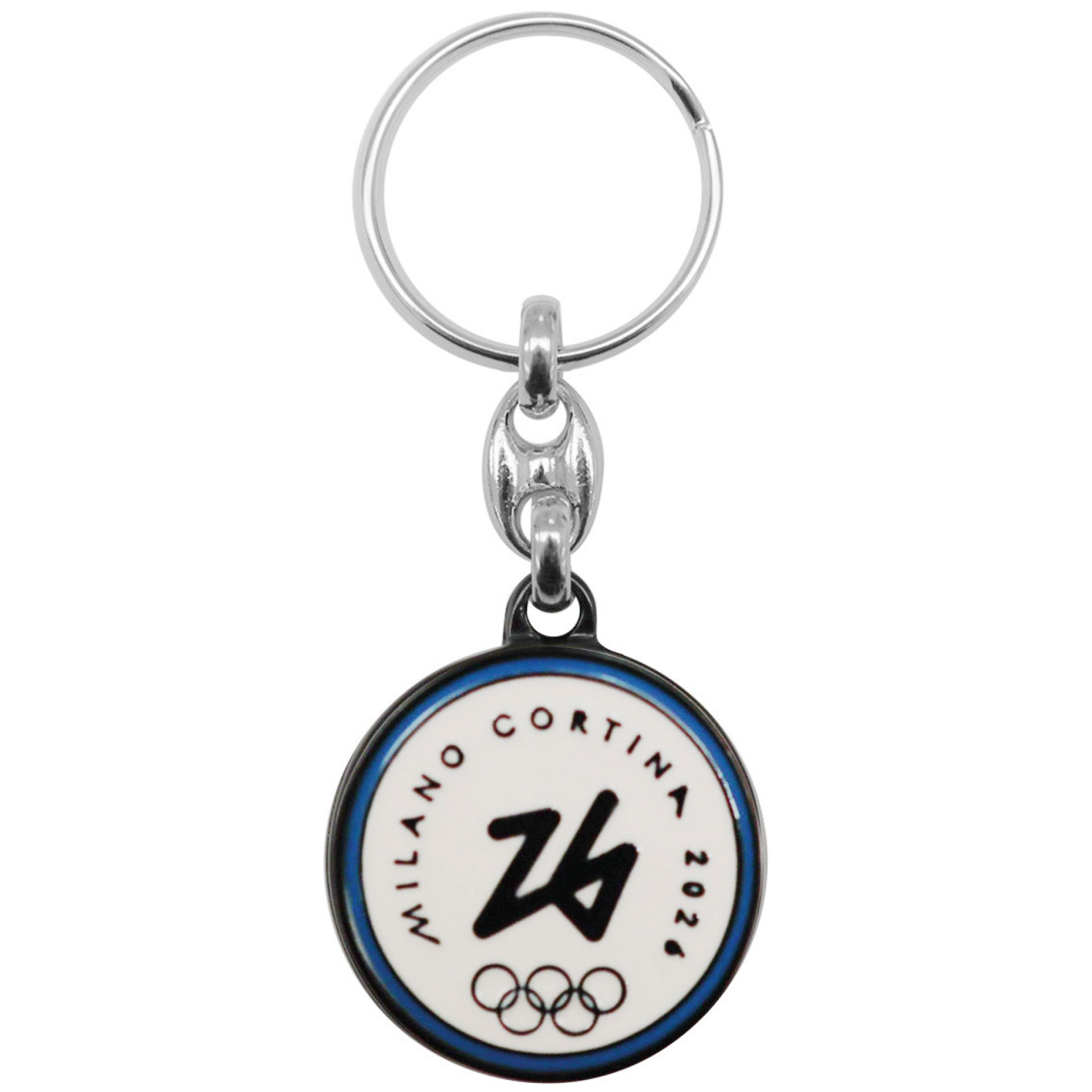 PORTACHIAVI SMALTATO TONDO BORDO BLU - Olimpiadi Milano Cortina 2026