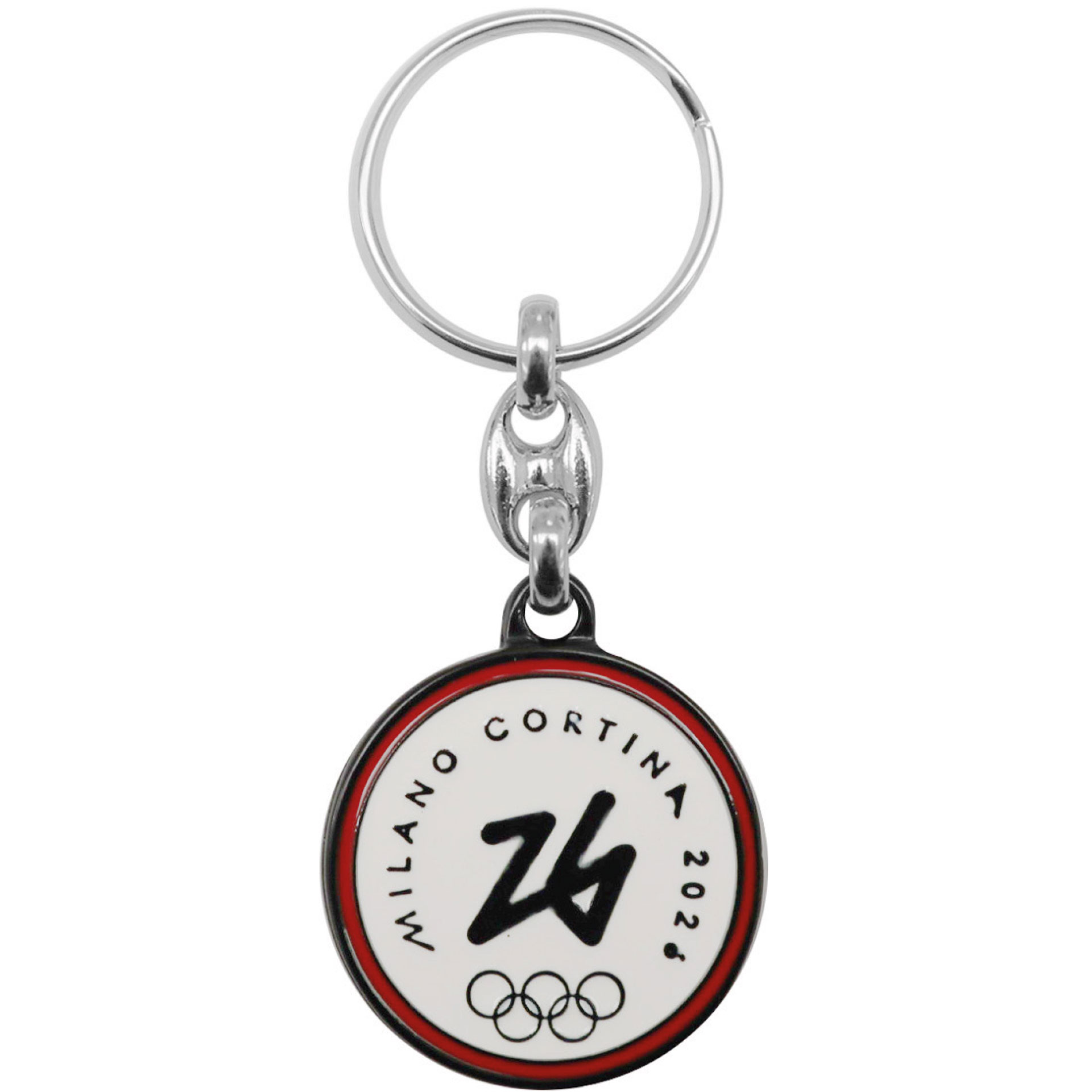 PORTACHIAVI SMALTATO TONDO BORDO ROSSO - Olimpiadi Milano Cortina 2026